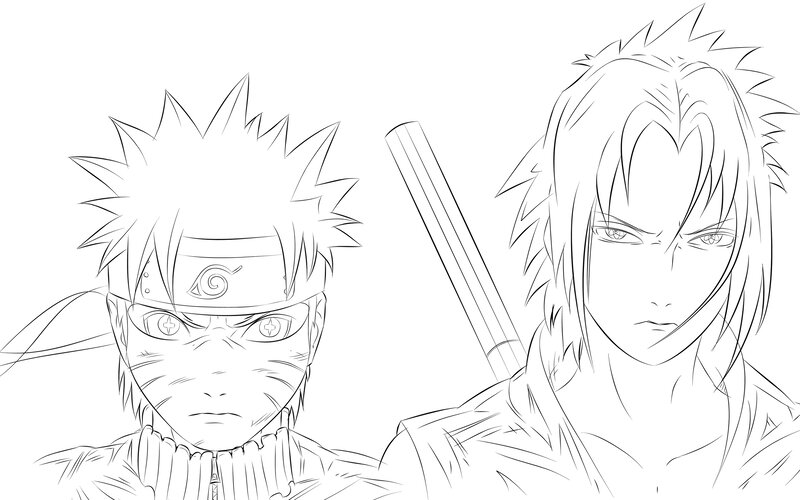 Naruto and Sasuke — Black, Serious