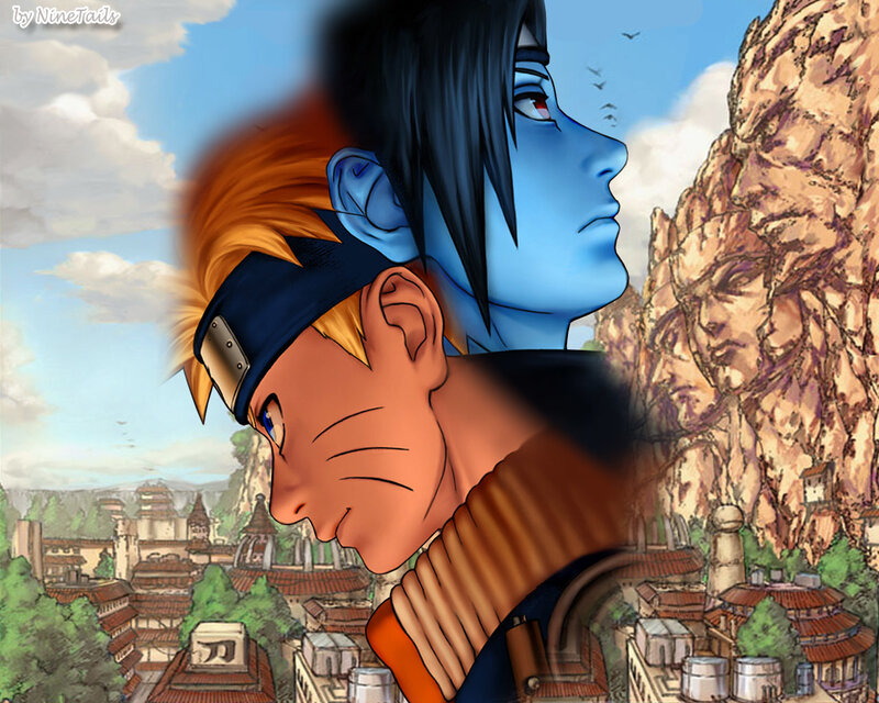 Naruto and Sasuke — Blue, Dramatic, Afternoon