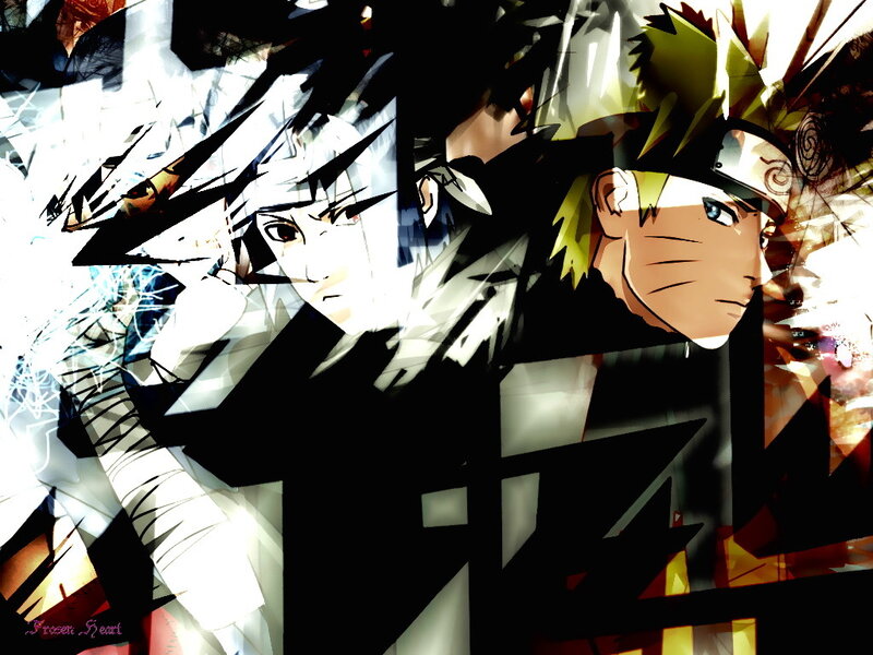 Naruto and Sasuke Characters — Black, Dramatic, Manga