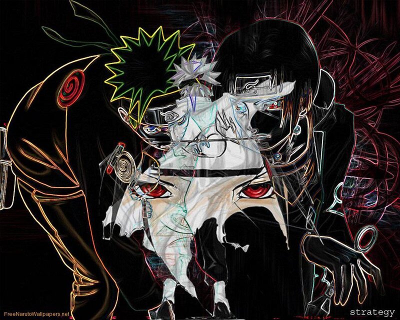 Naruto and Sasuke Characters — Black, Dramatic