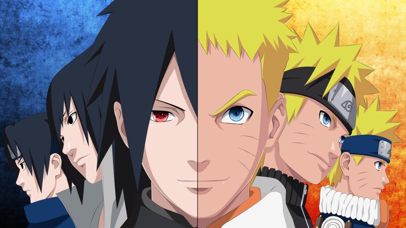 Naruto and Sasuke Characters — Blue, Dramatic