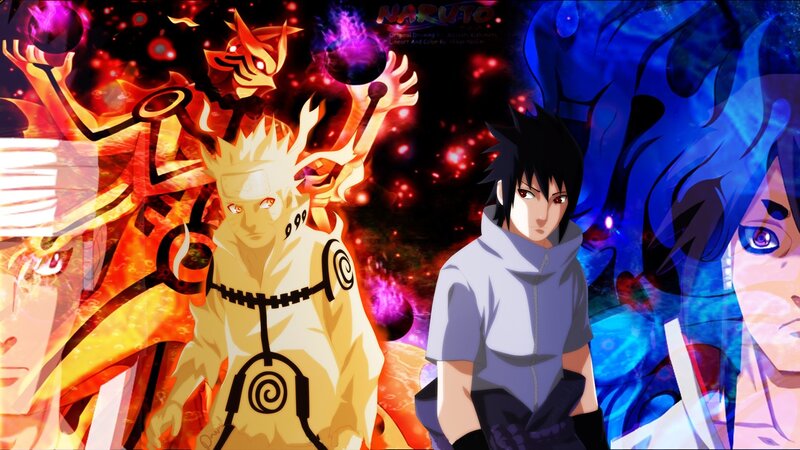 Naruto and Sasuke Characters — Orange, Dramatic, Anime, Chakra, Fox