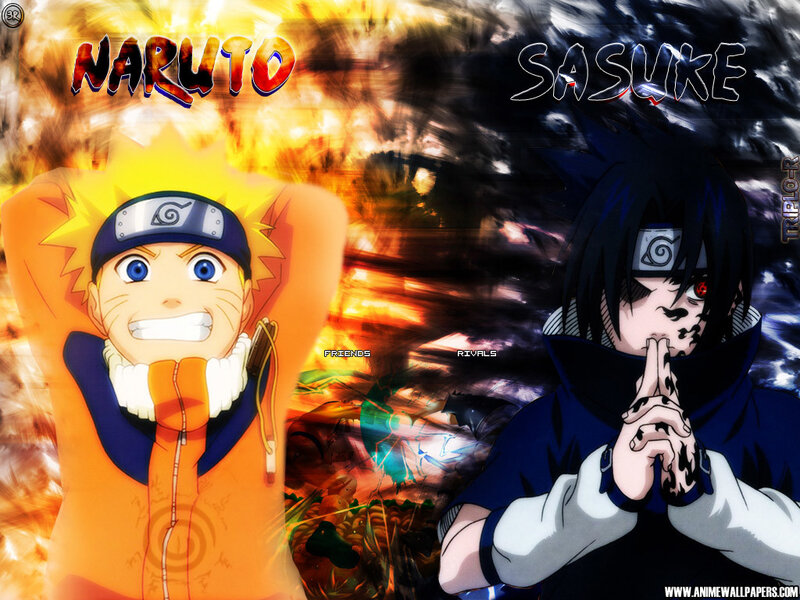 Naruto and Sasuke Characters — Orange, Dramatic, Anime, Fire