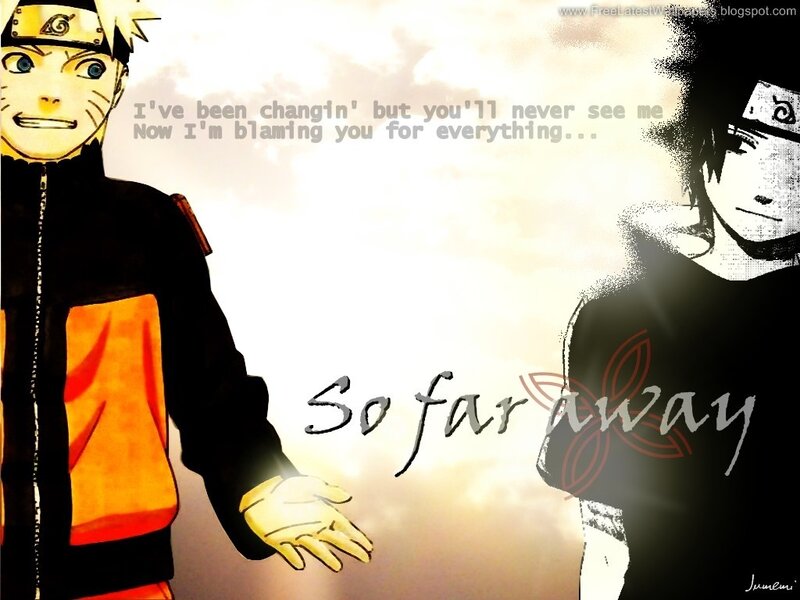Naruto and Sasuke Characters — Orange, Dramatic, Sunset