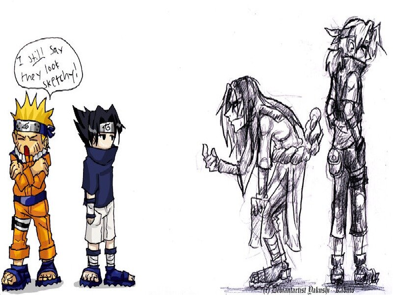 Naruto and Sasuke Characters — Orange, Humorous