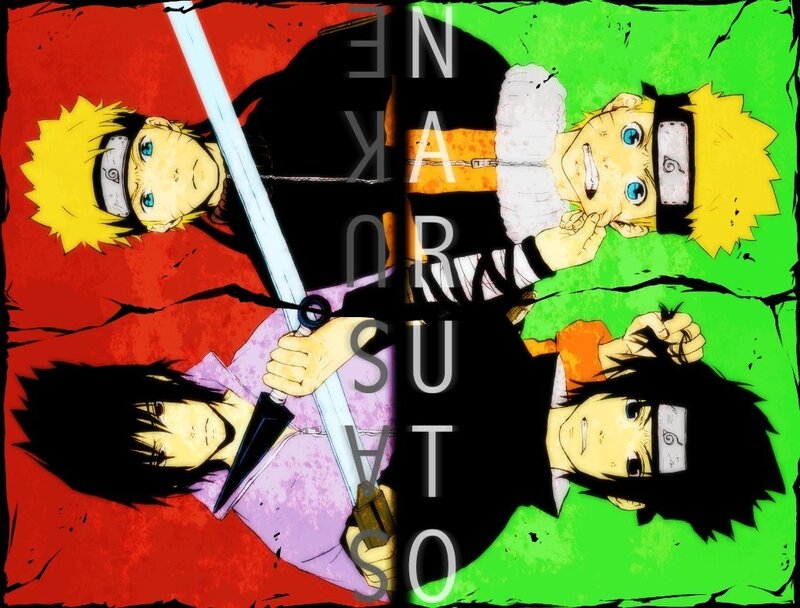 Naruto and Sasuke Characters — Red, Dramatic