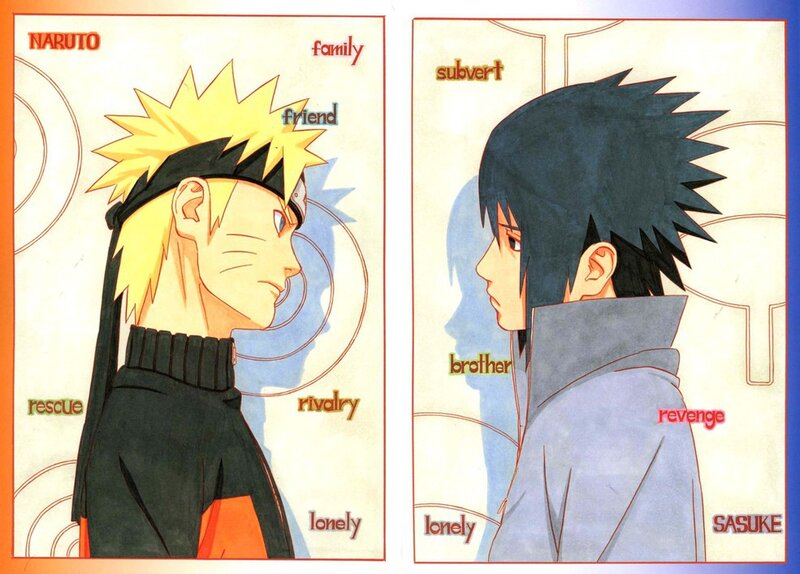 Naruto and Sasuke Characters — Yellow, Dramatic