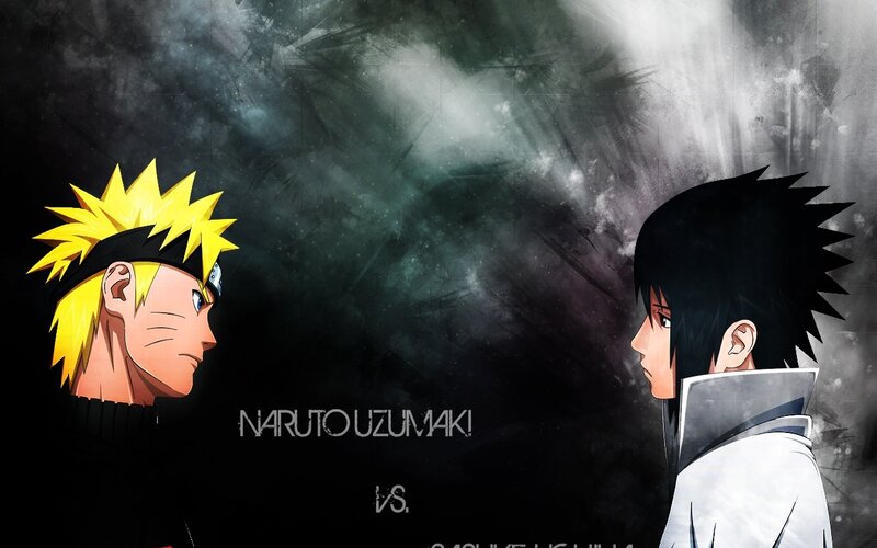 Naruto and Sasuke Facing Off — Black