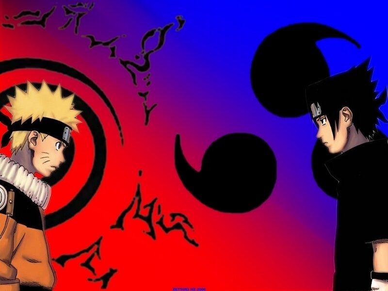 Naruto and Sasuke Facing — Red