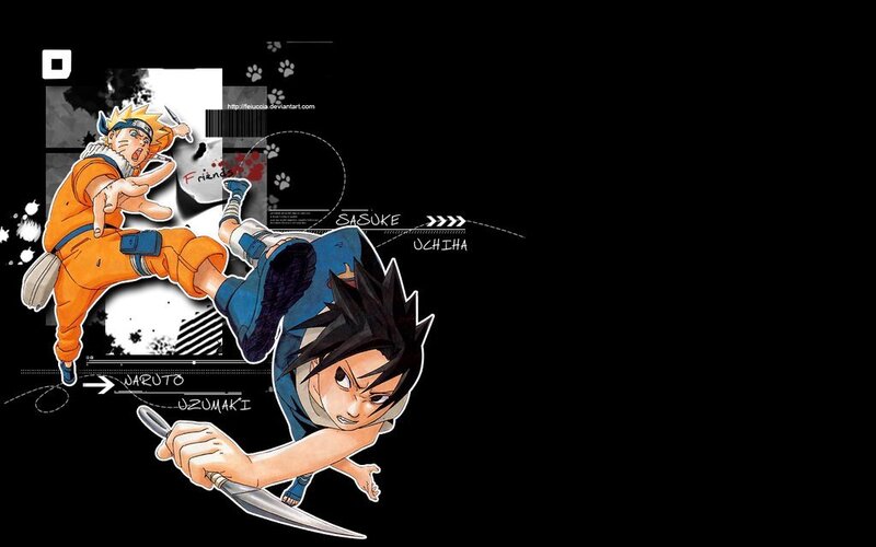Naruto and Sasuke Fighting — Black, Dramatic, Manga, Anime Characters