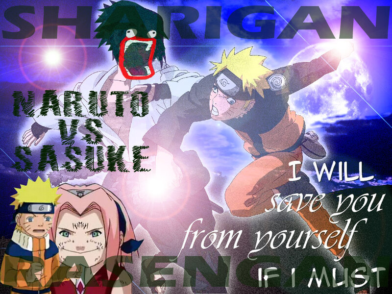 Naruto and Sasuke Fighting — Blue, Dramatic, Night, Anime