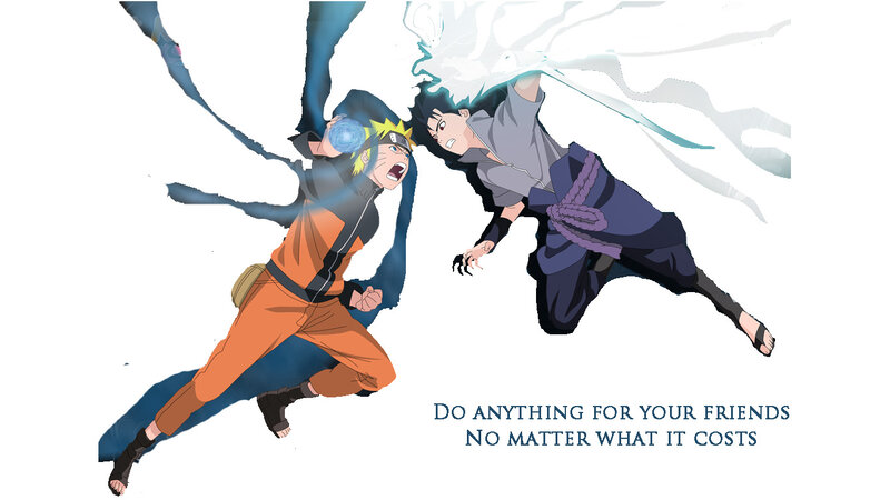 Naruto and Sasuke Fighting — Orange, Dramatic, Anime, Chakra