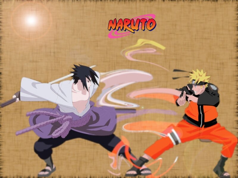 Naruto and Sasuke Fighting — Orange, Dramatic