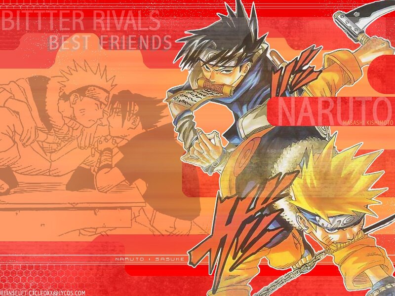 Naruto and Sasuke Fighting — Red, Dramatic, Anime, Swords