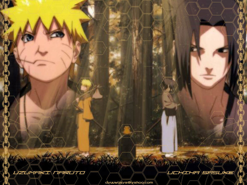Naruto and Sasuke forest scene