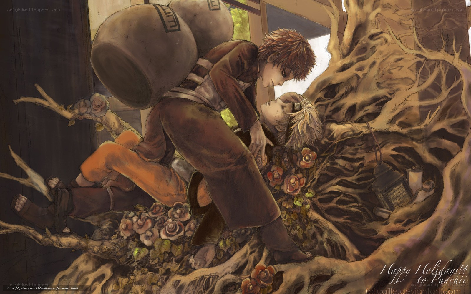 Naruto and Sasuke in a tree
