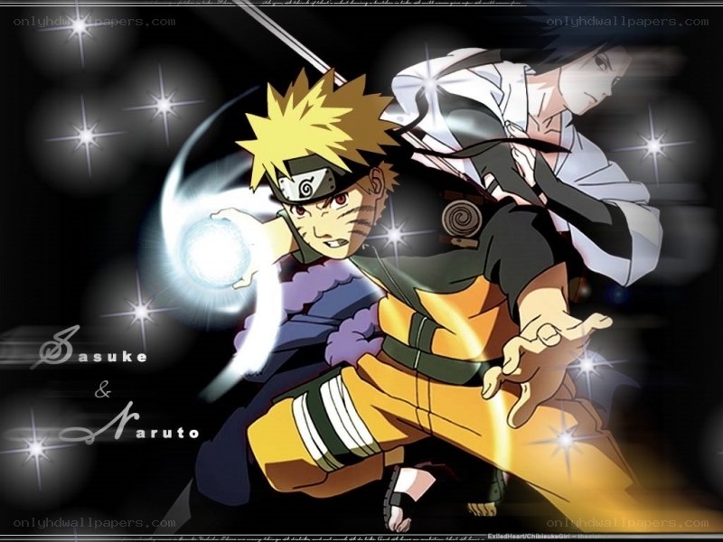 Naruto and Sasuke in action