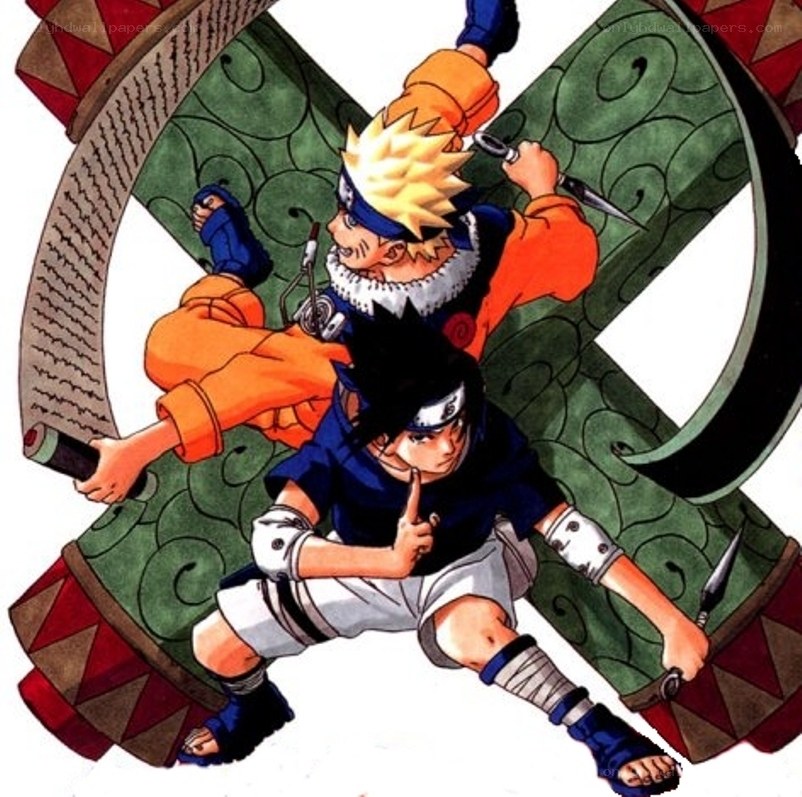 Naruto and Sasuke in action