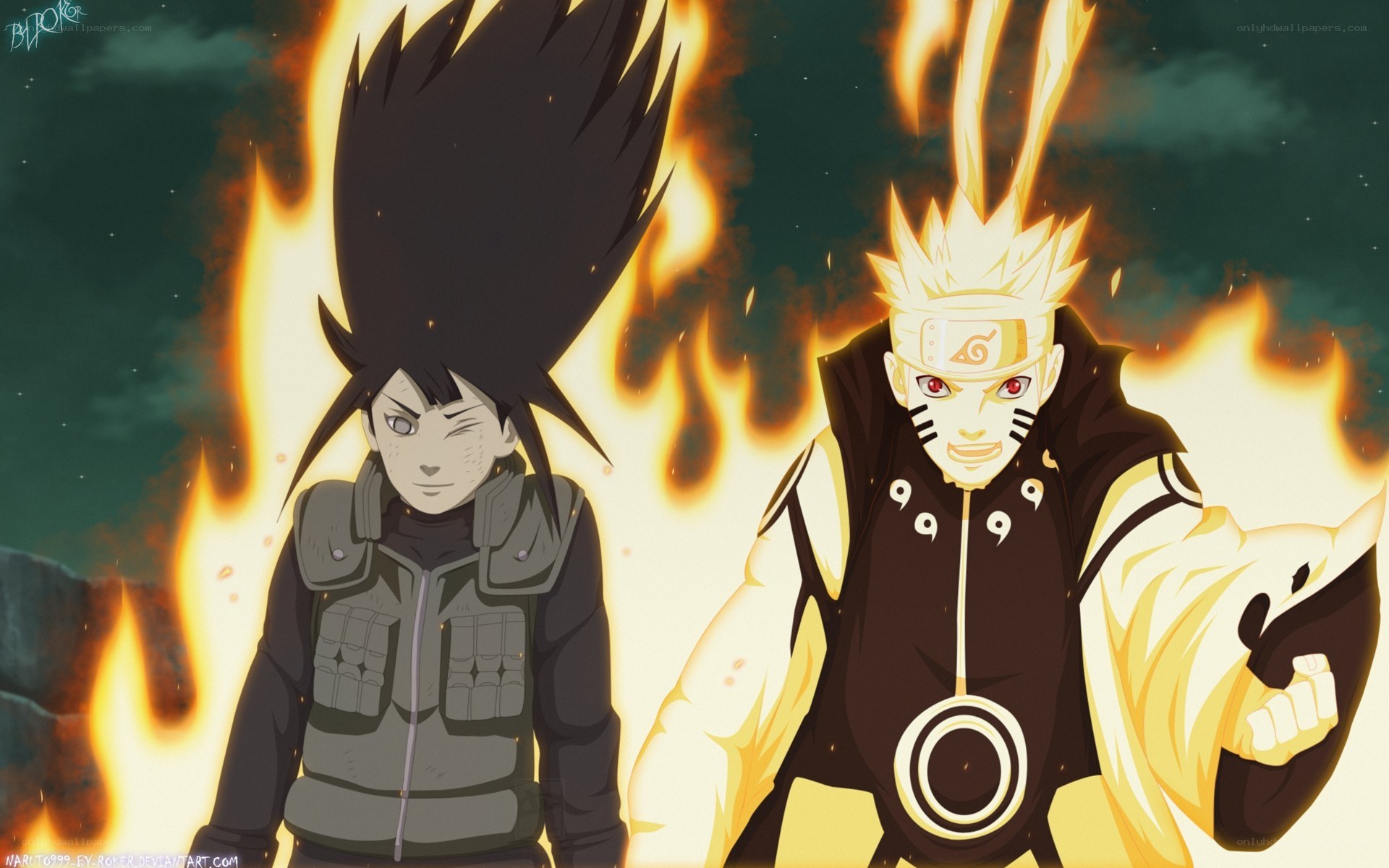 Naruto and Sasuke in flames