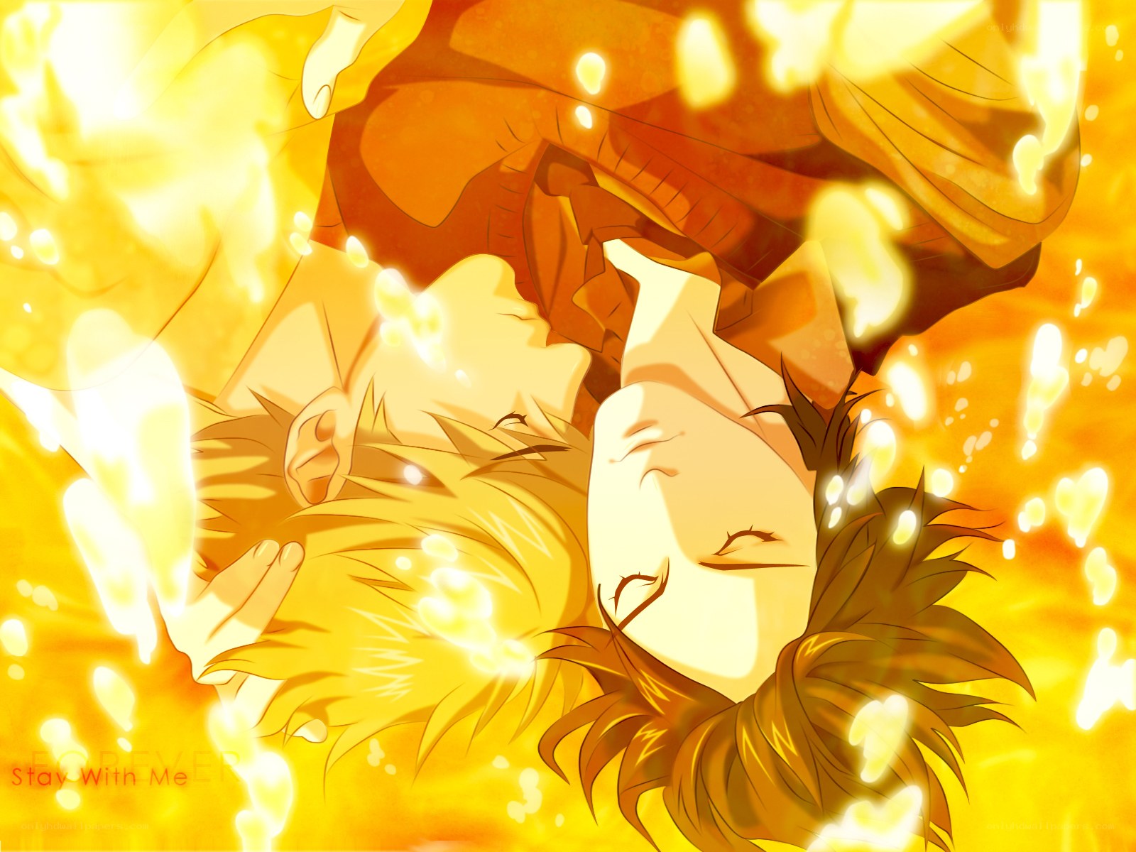Naruto and Sasuke in golden light