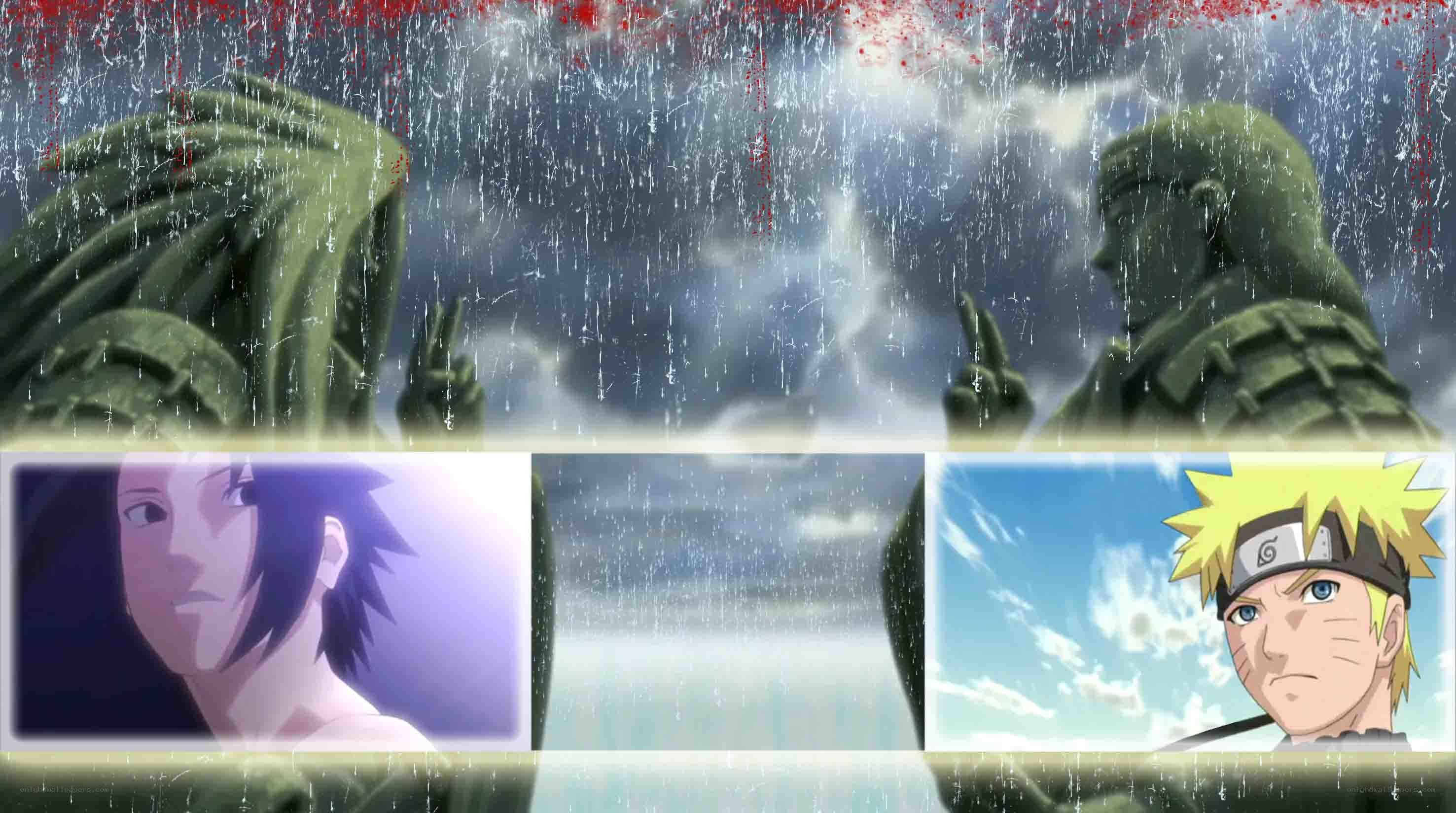 Naruto and Sasuke in rain