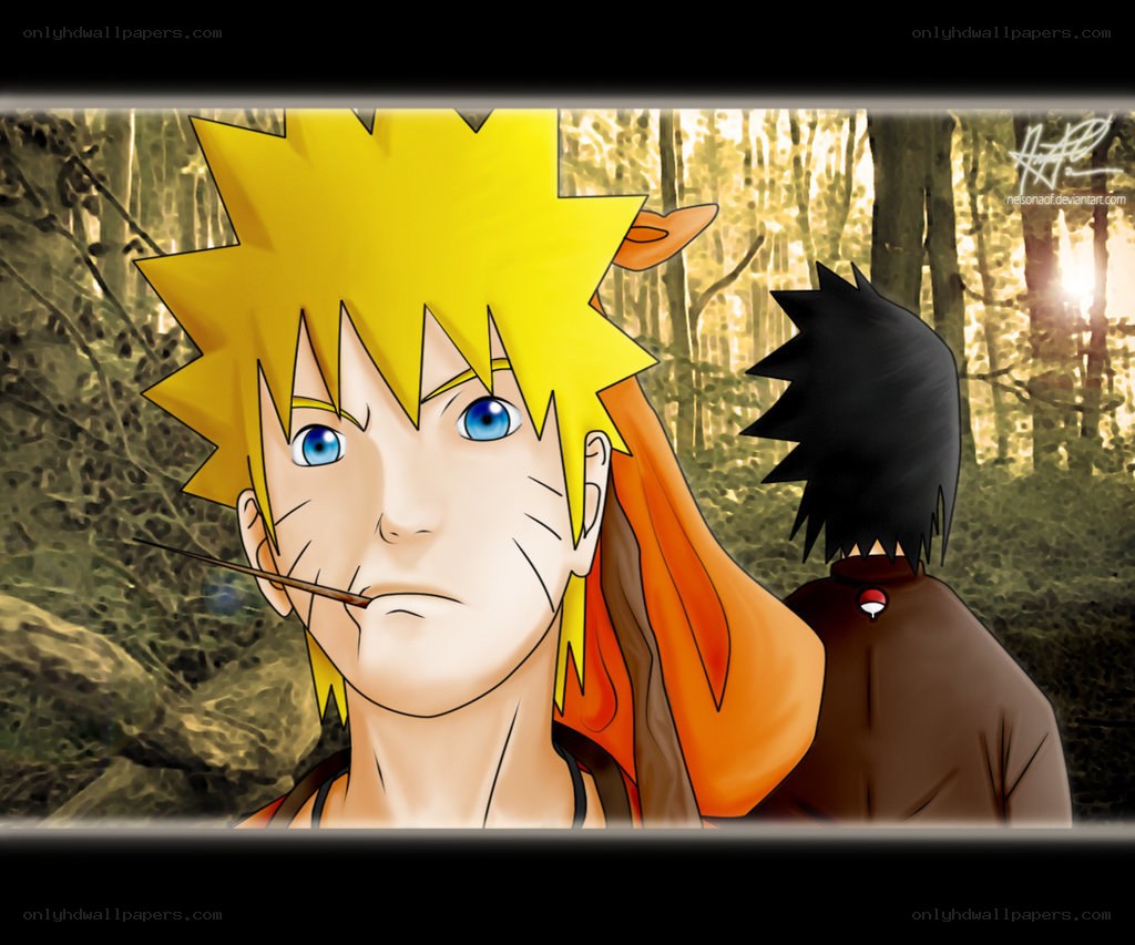 Naruto and Sasuke in the forest