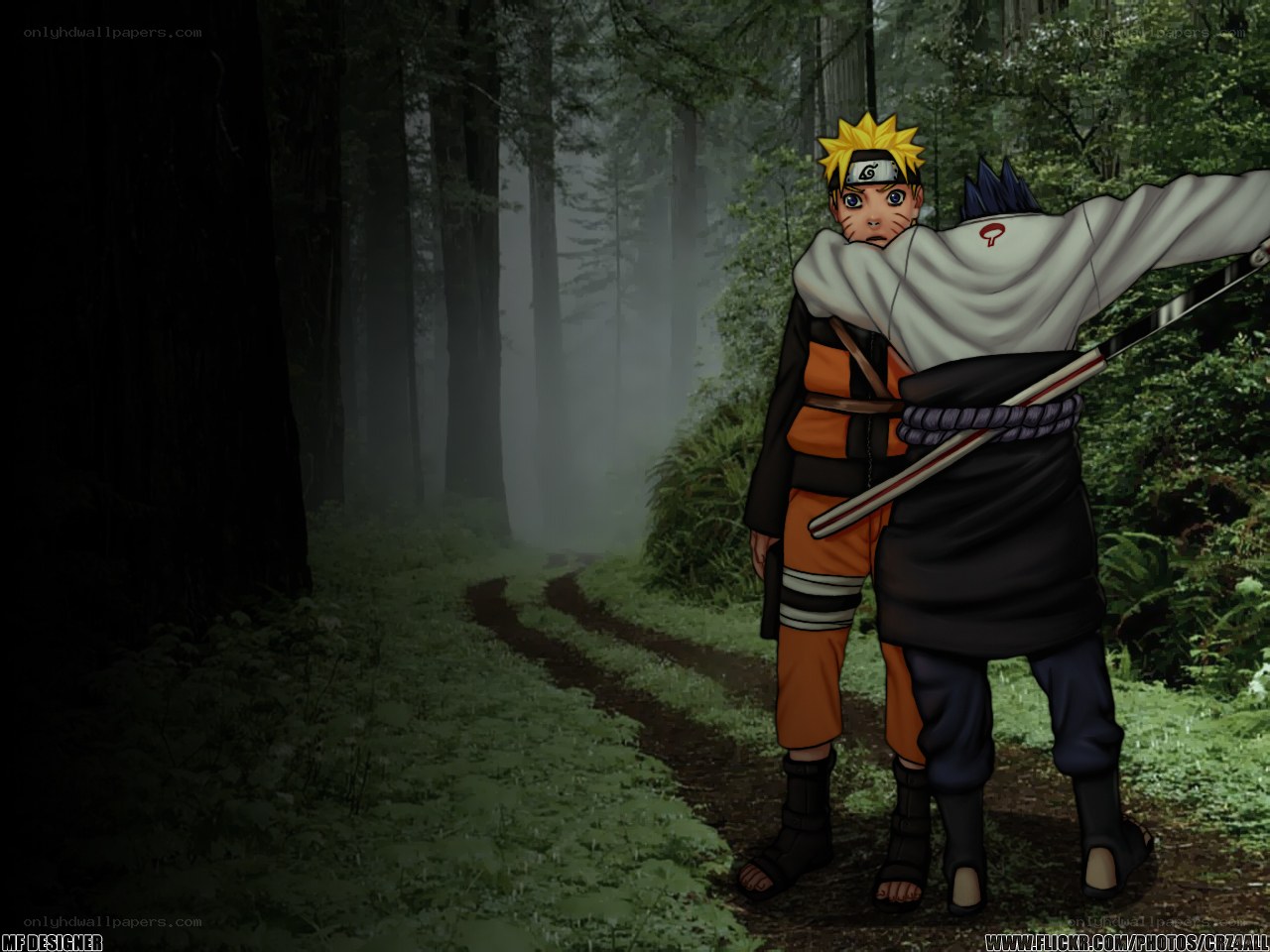 Naruto and Sasuke in the forest