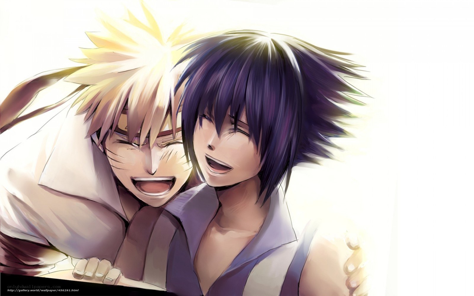 Naruto and Sasuke laughing together