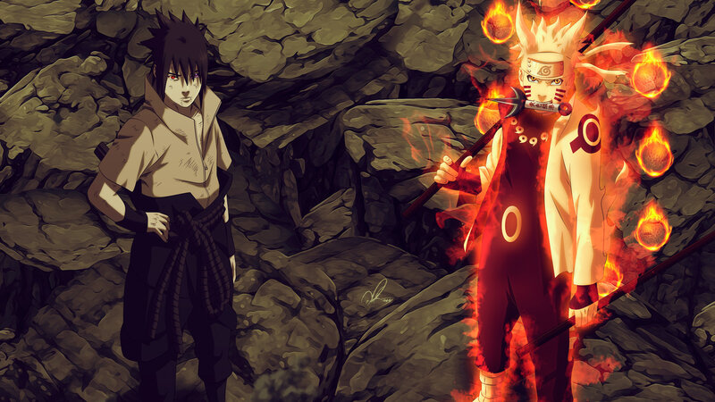 Naruto and Sasuke — Red, Dramatic
