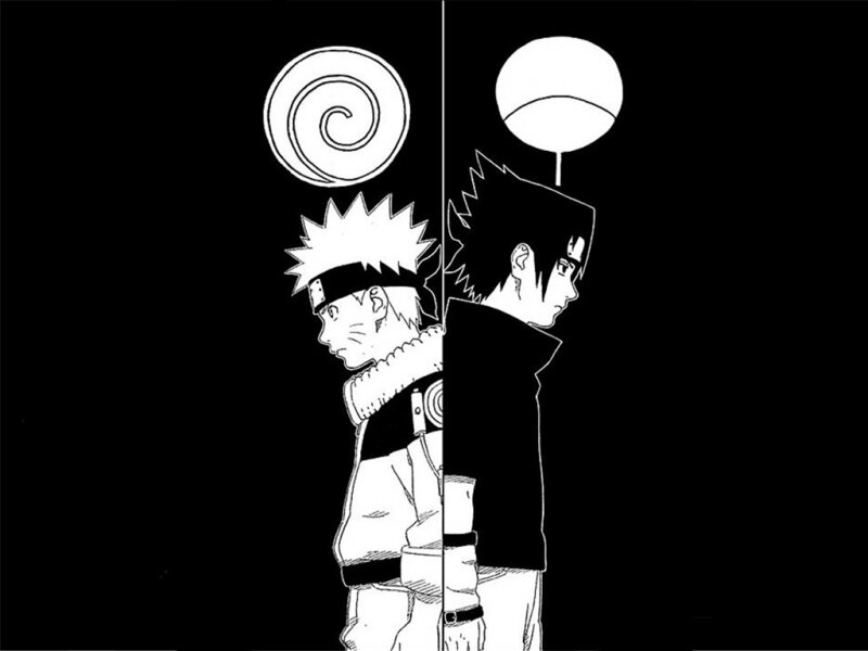 Naruto and Sasuke side by side