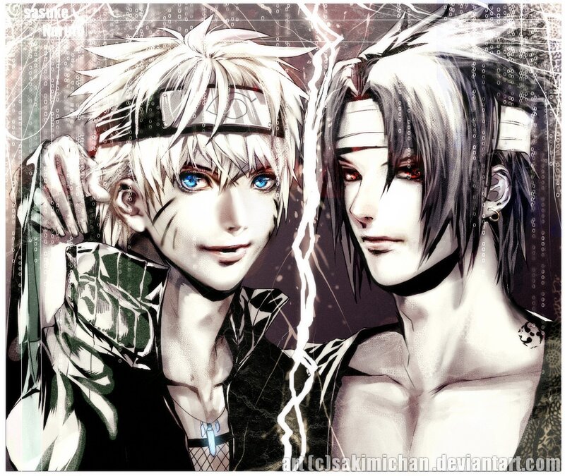 Naruto and Sasuke split image