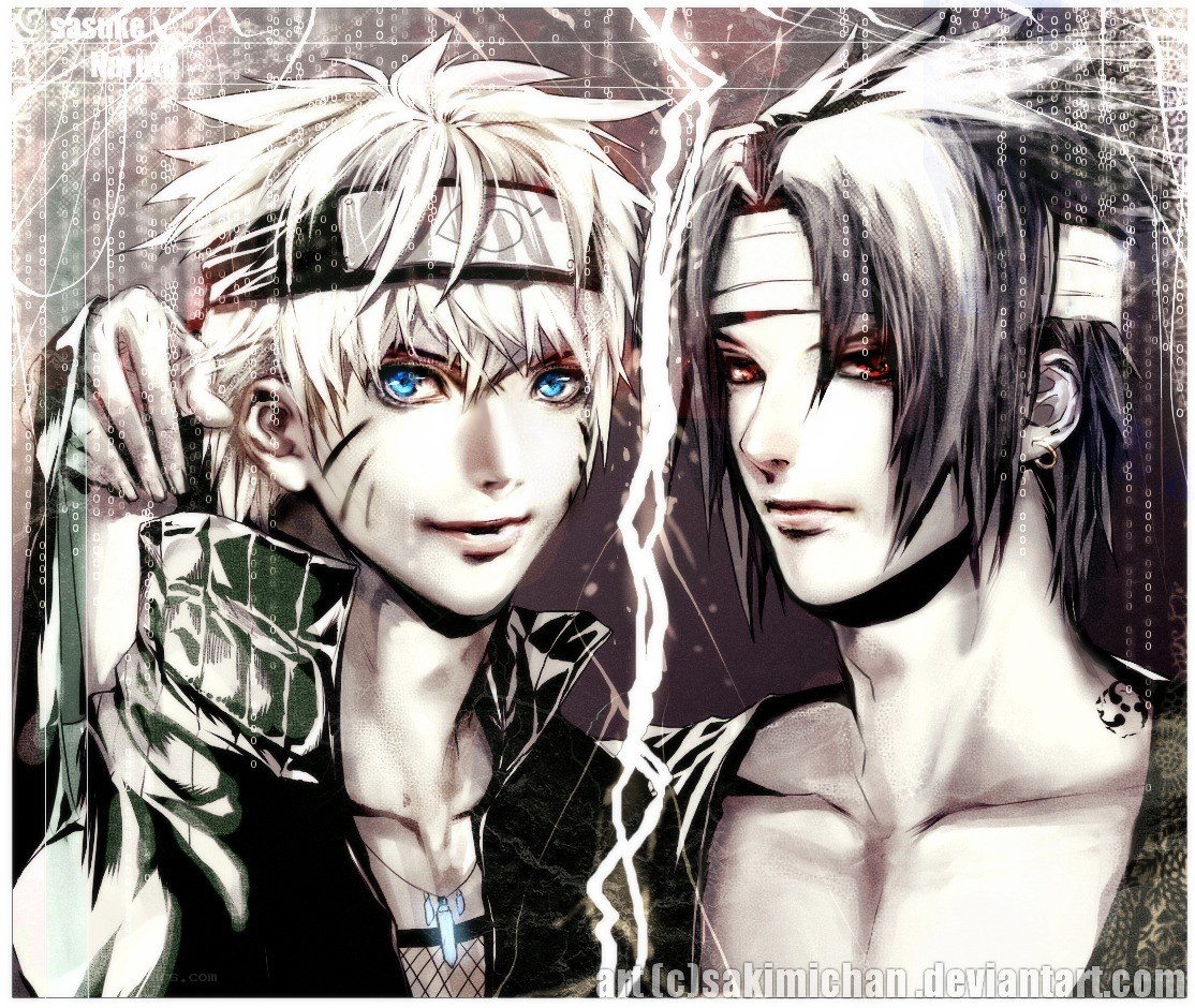 Naruto and Sasuke split image