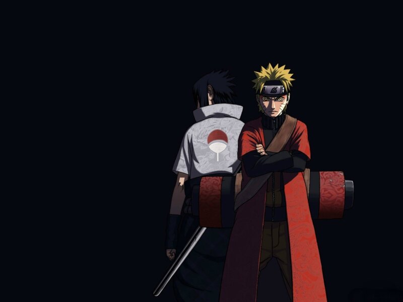 Naruto and Sasuke Standing — Black
