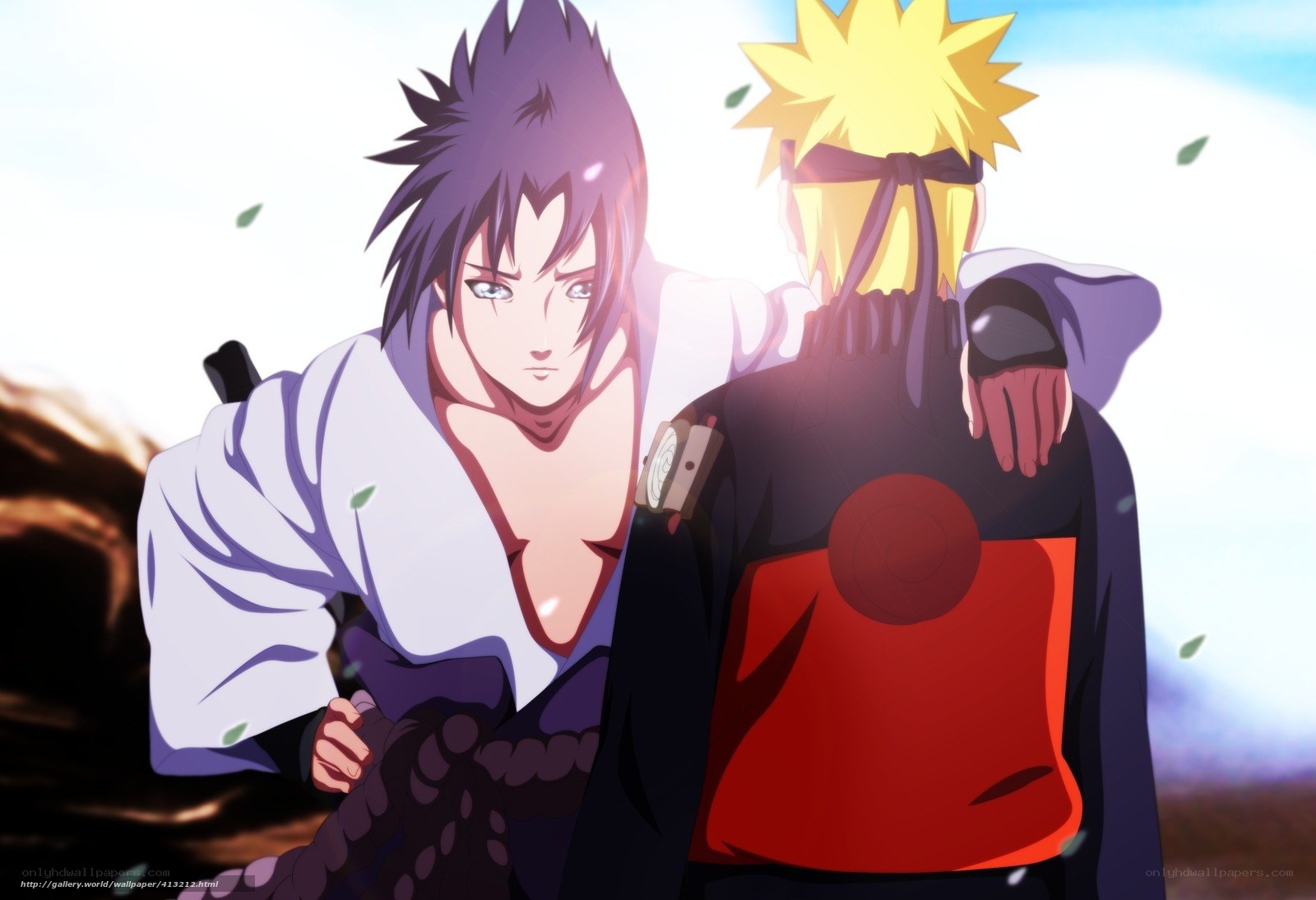 Naruto and Sasuke standing together
