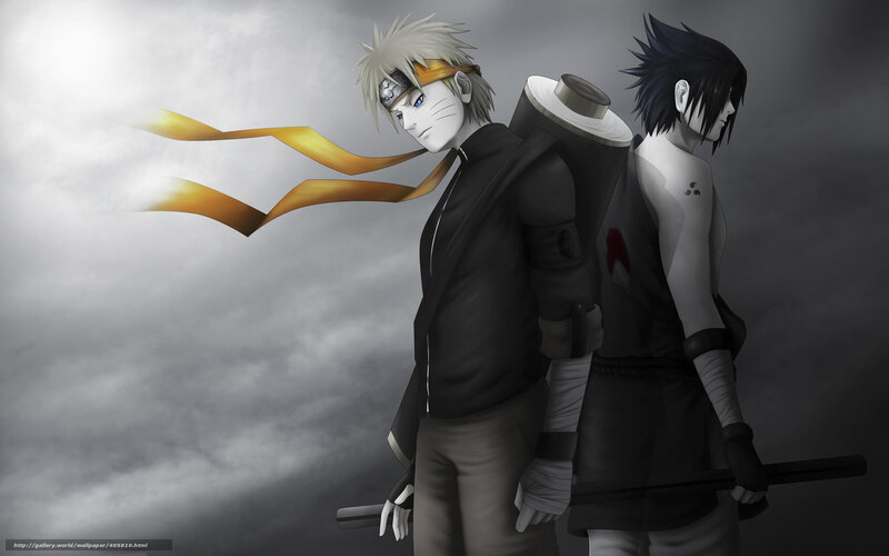 Naruto and Sasuke standing together