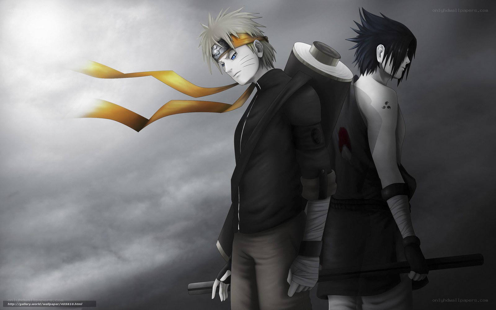 Naruto and Sasuke standing together