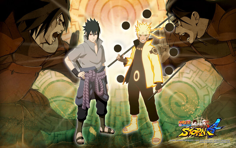 Naruto and Sasuke Standing — Yellow, Dramatic