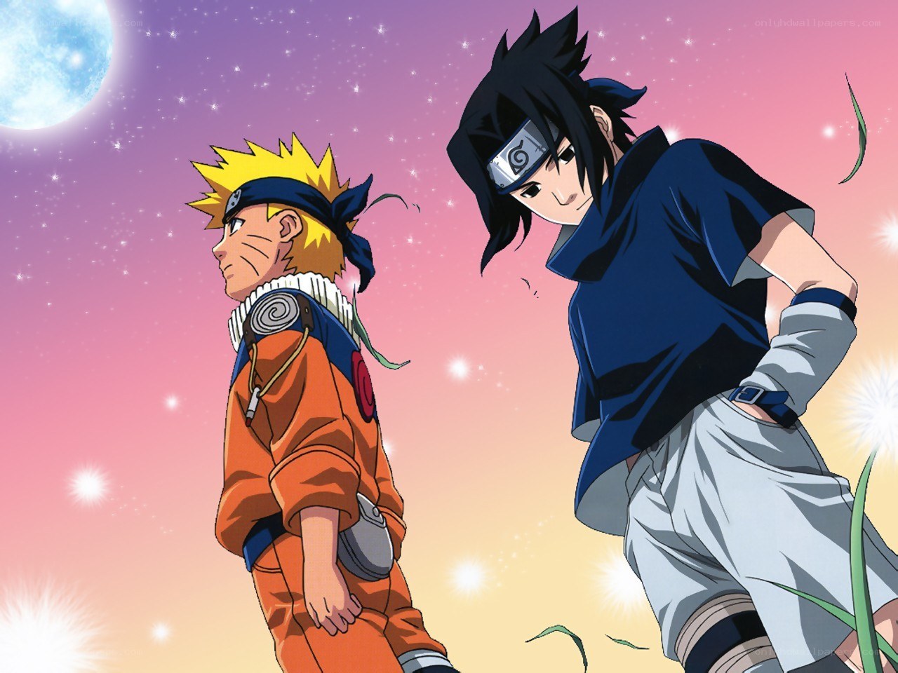 Naruto and Sasuke under the moon