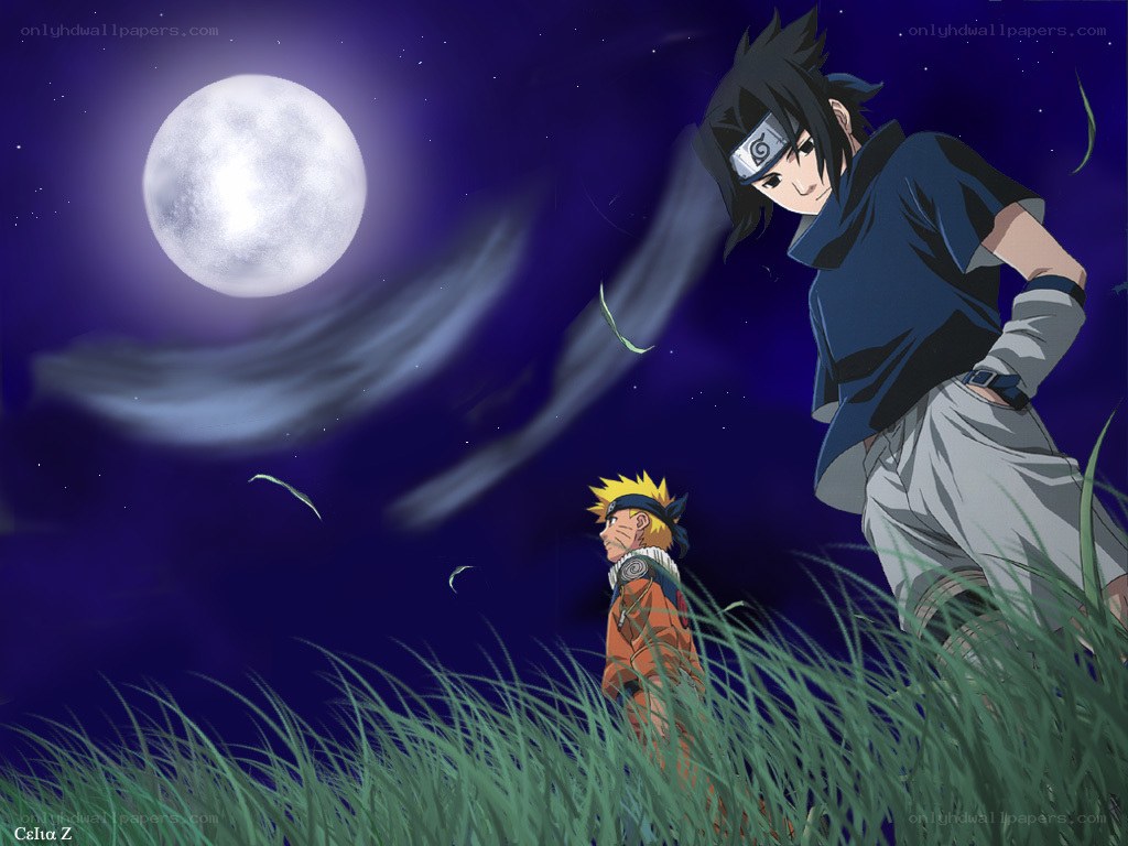 Naruto and Sasuke under the moon