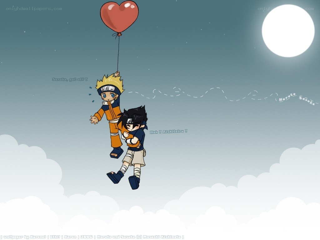 Naruto and Sasuke with balloon