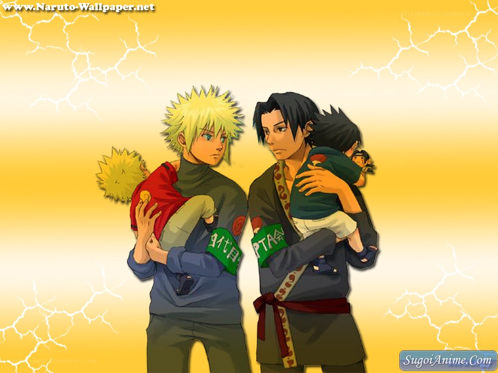 Naruto and Sasuke with children
