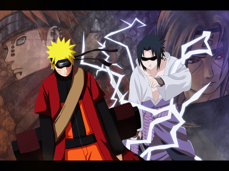 Naruto and Sasuke — Yellow, Dramatic, Anime, Lightning