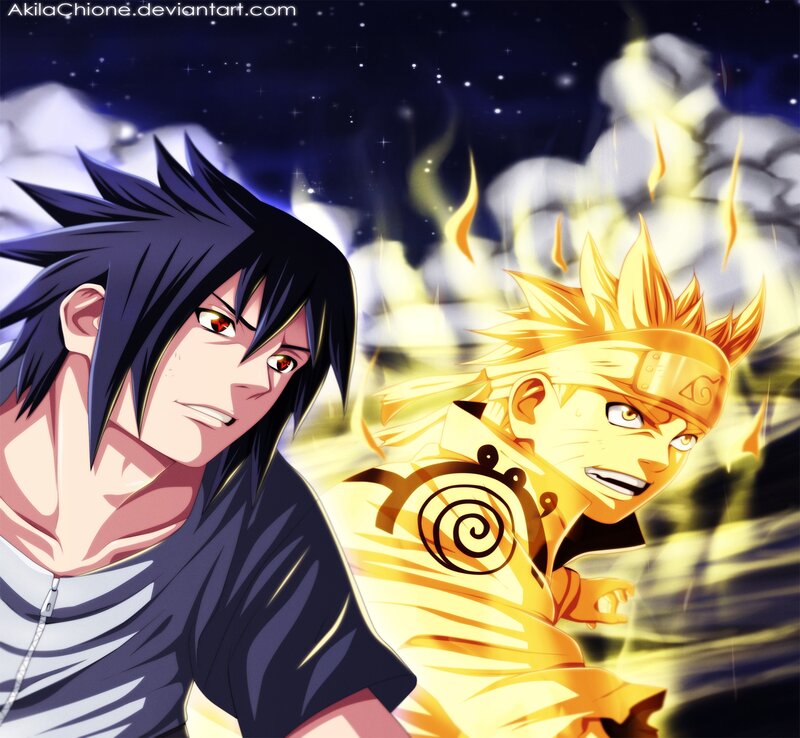 Naruto and Sasuke — Yellow, Dramatic, Night