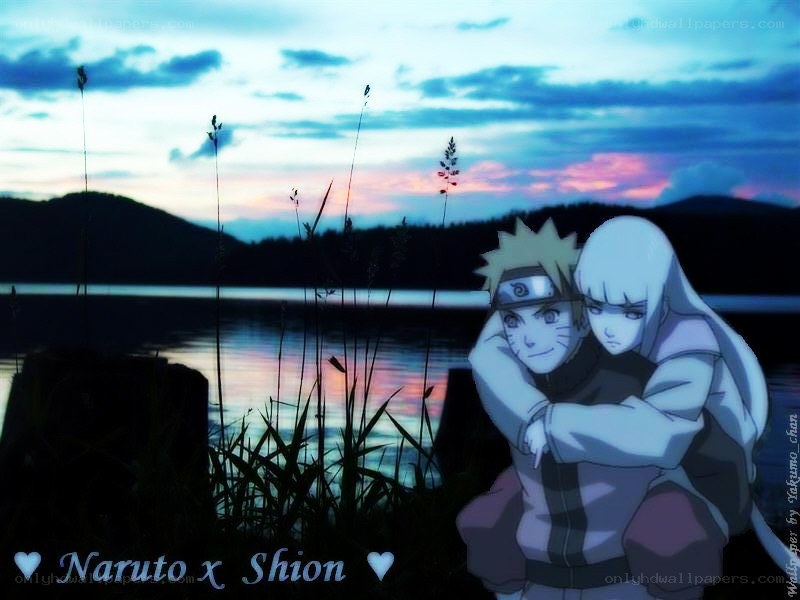Naruto and Shion by a lake