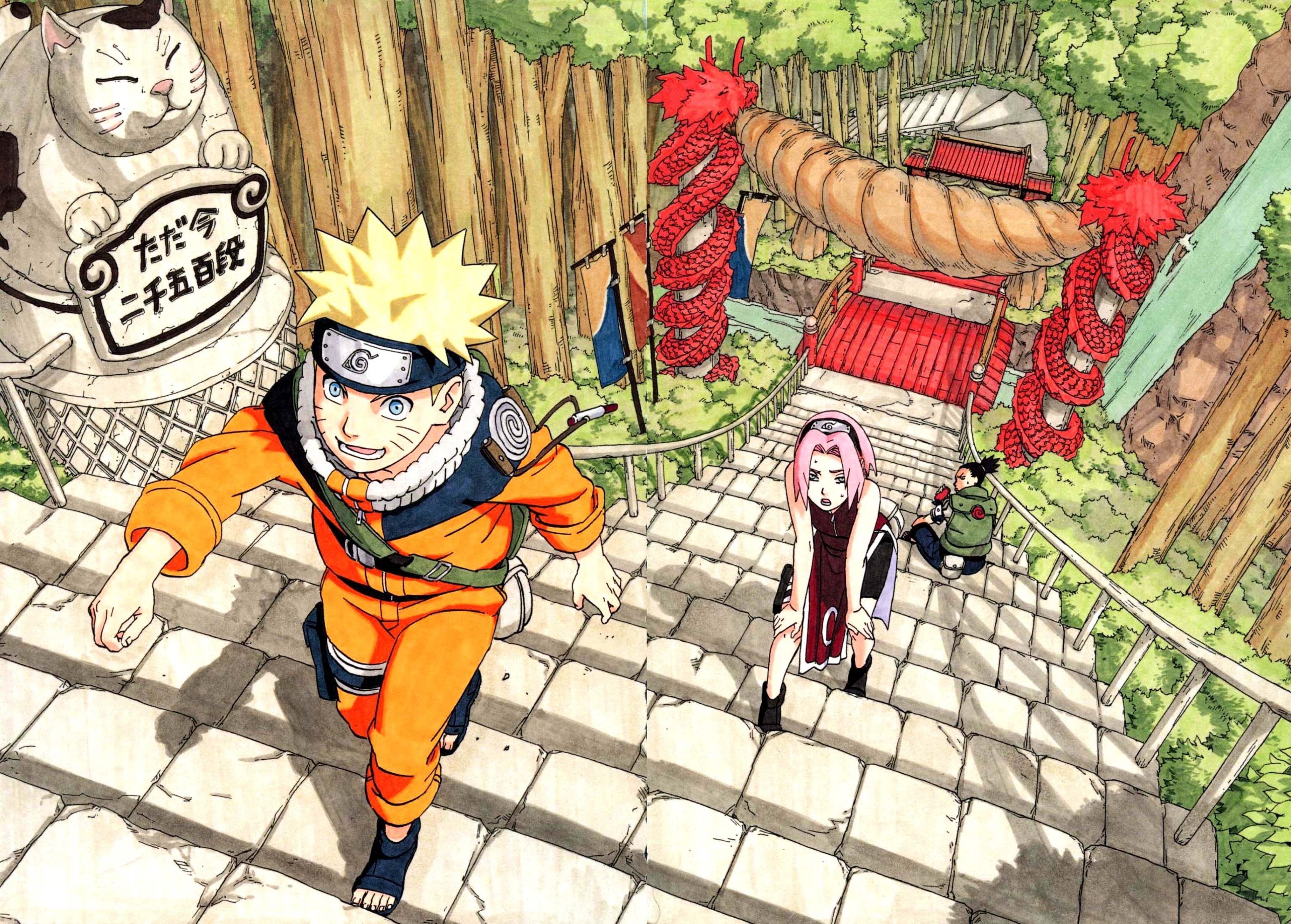 Naruto and team at the shrine