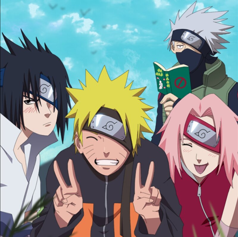 Naruto and Team — Blue, Cheerful