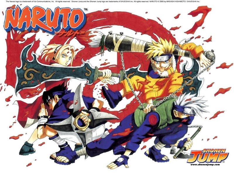 Naruto and Team in Action — Red, Dramatic