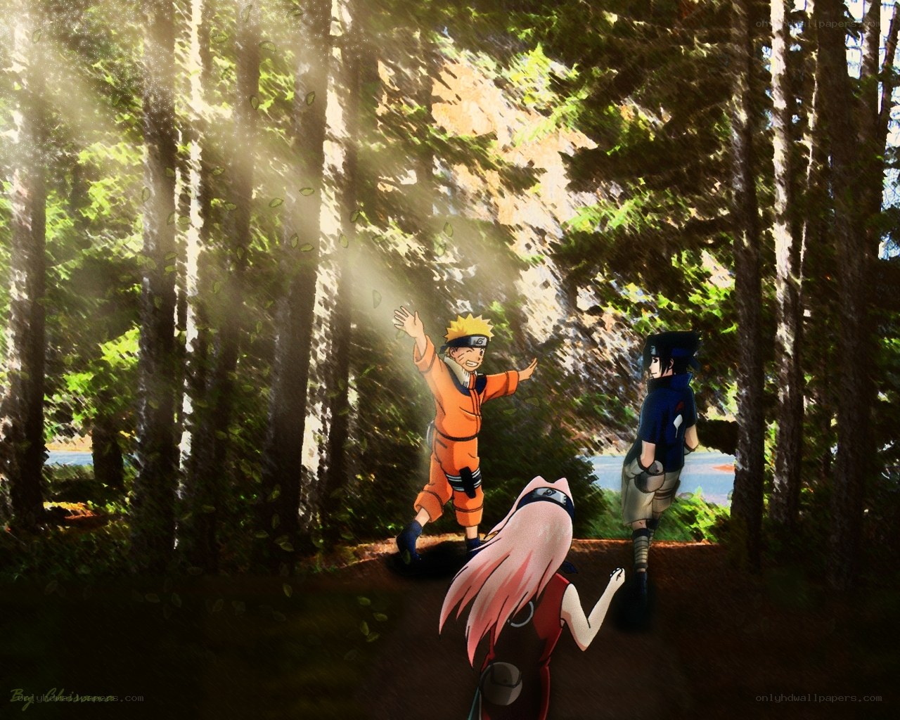 Naruto and team in forest