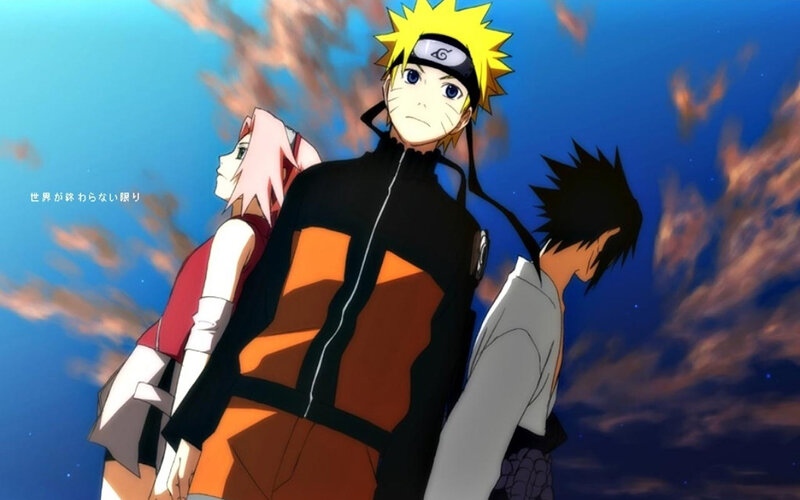 Naruto and team under sky