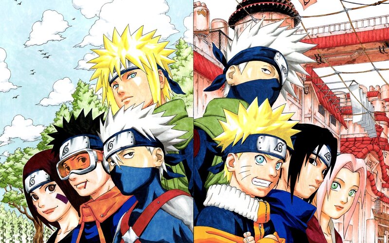 Naruto and Team — Yellow, Determined, Afternoon